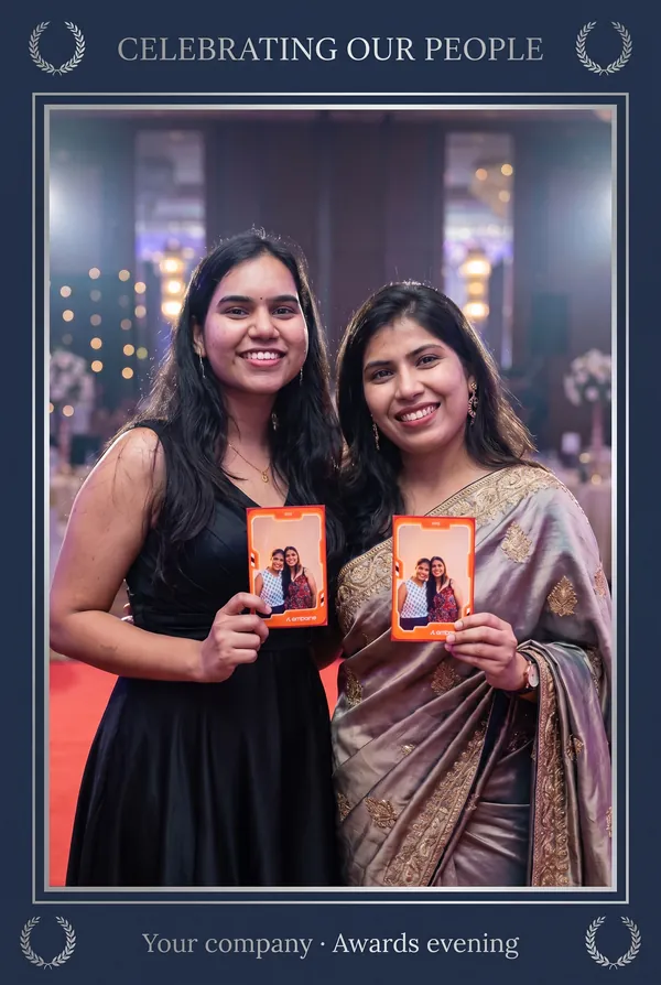 Illustrative 4 × 6 inch print: CELEBRATING OUR PEOPLE, Your company · Awards evening