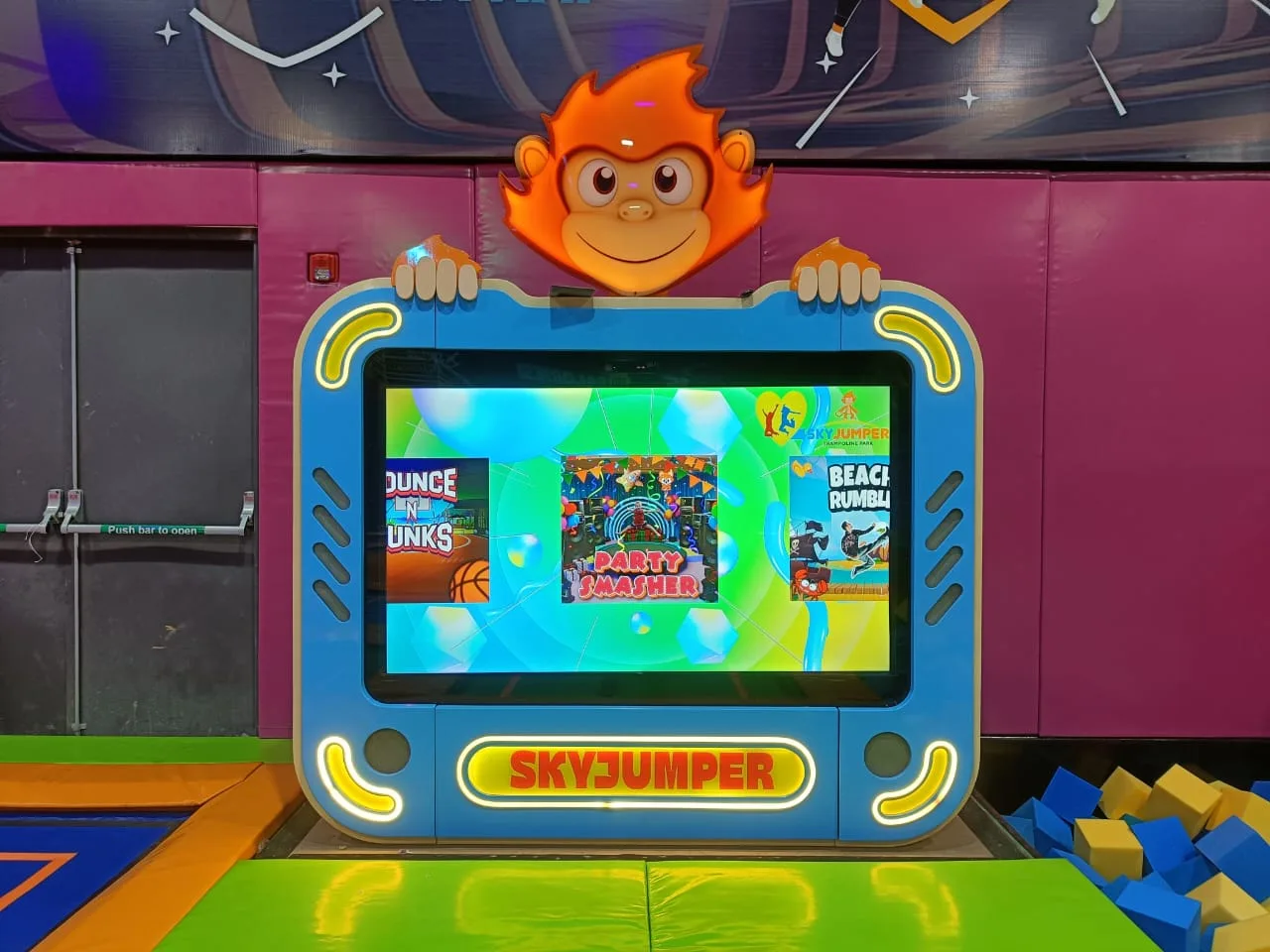 Skyjumper Hyper Jump with Chi Chi on top at the trampoline park