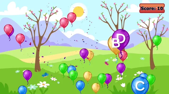 Balloon Alphabet: interactive wall projection game