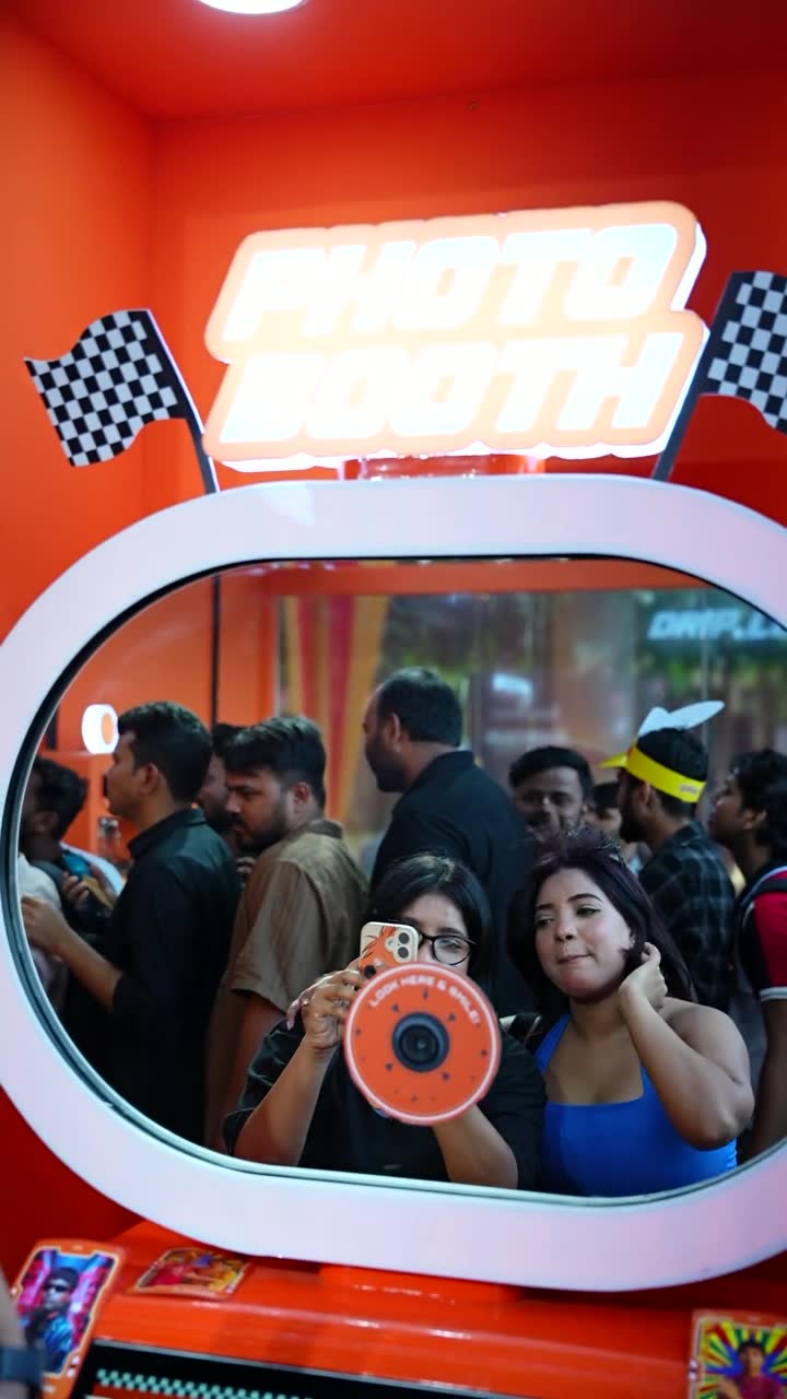 Students at the Pikcha booth built for Ambrane at IIT Delhi