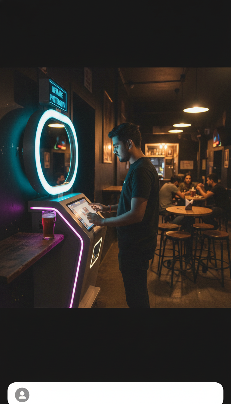 Pikcha AI Photo Booth installed in a restaurant bar setting