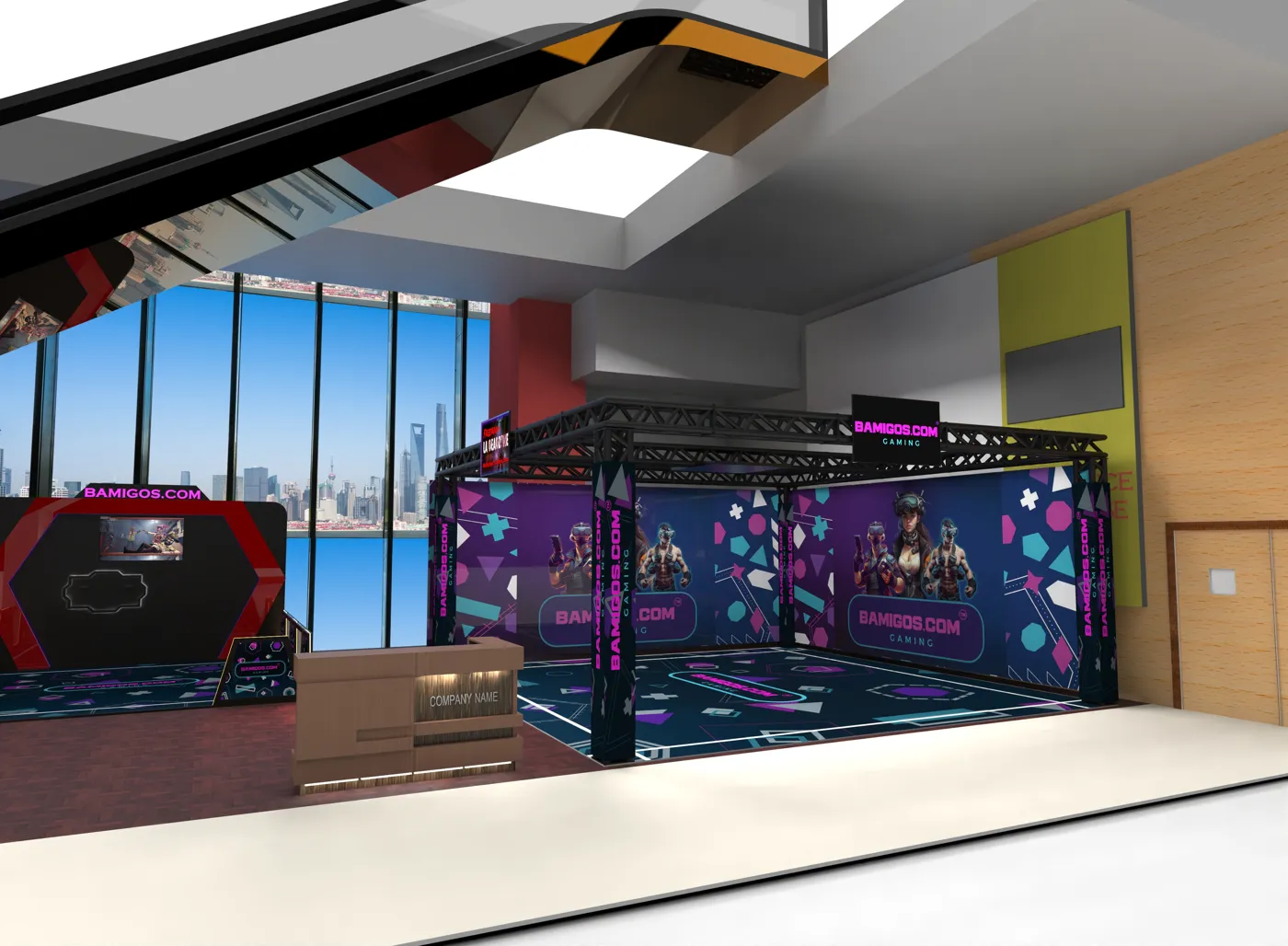 3D design of a themed VR arena for an event