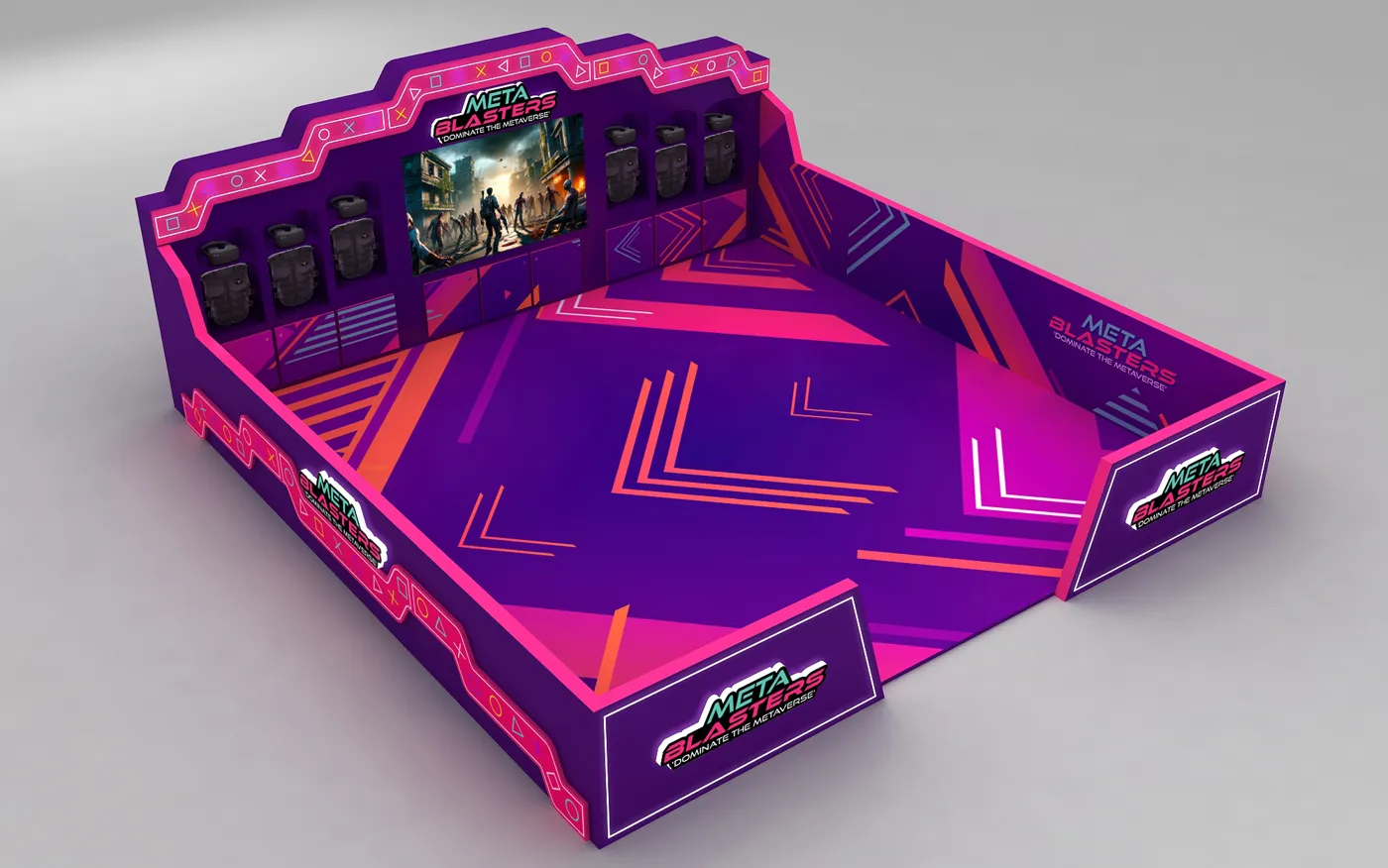 3D design of a themed VR arena for an event
